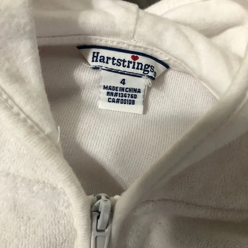 Hartstrings‎ white Ruffle Hooded Zip swim cover up girls size 4 summer beach